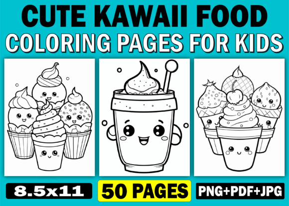 Download Cute Kawaii Food Coloring Pages for Kids - Pages Collection