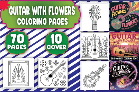 Download 70 Guitar with Flowers Coloring Pages - Pages Collection