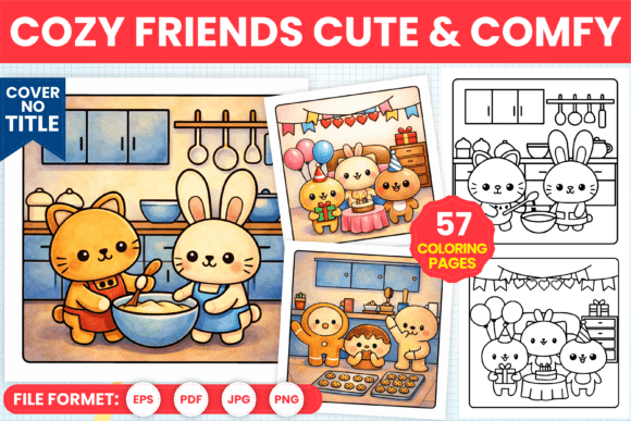 Download Cozy Friends Cute &amp; Comfy Coloring Pages - Pages Collection
