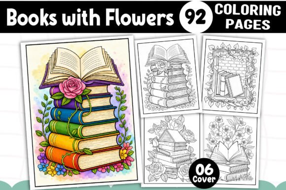 Download Books with Flowers Coloring Pages - Pages Collection