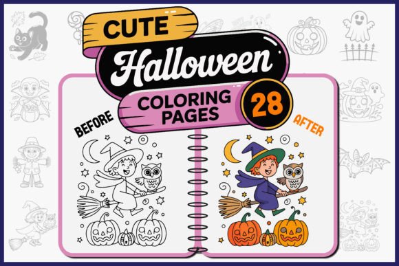 Download Cute Halloween Coloring Pages Bundle - Pages Collection