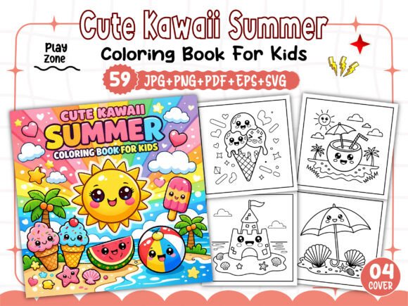 Download Kids - Cute Kawaii Summer Coloring Pages - Pages Collection