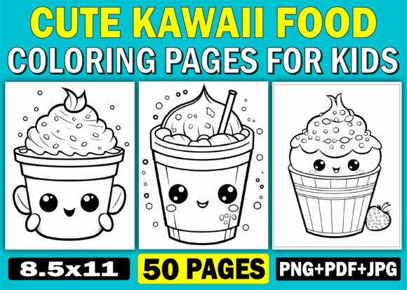 Download Cute Kawaii Food Coloring Pages for Kids - Pages Collection