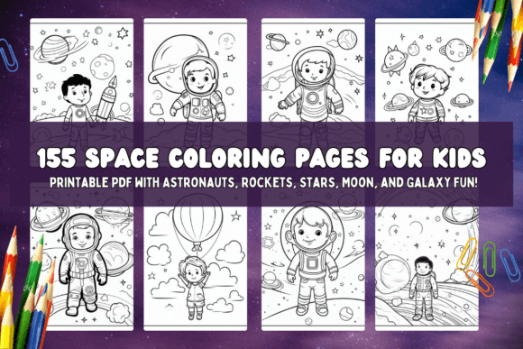 Download 155 Space Coloring Pages for Kids KDP - Pages Collection