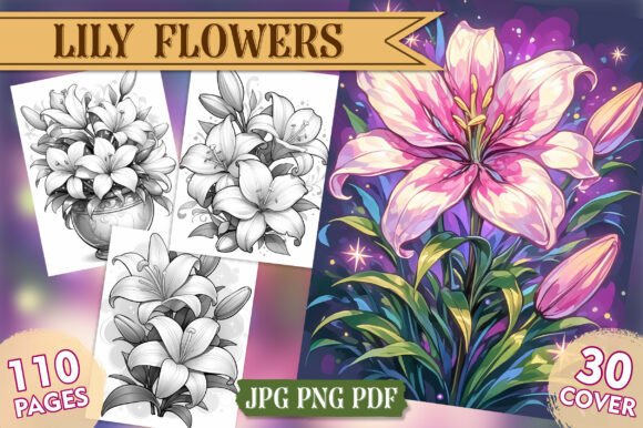 Download Lily Flowers Coloring Pages, Vol- 01 - Pages Collection
