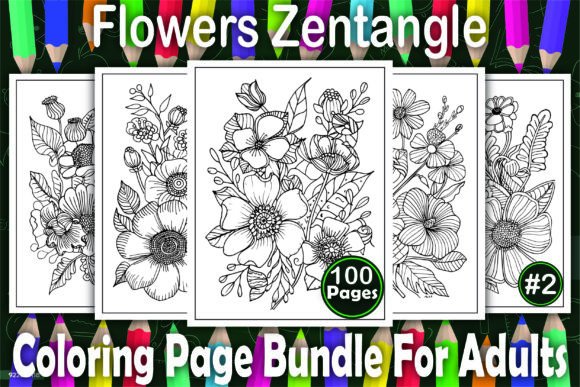 Download Flowers Zentangle Coloring Book Pages - Pages Collection
