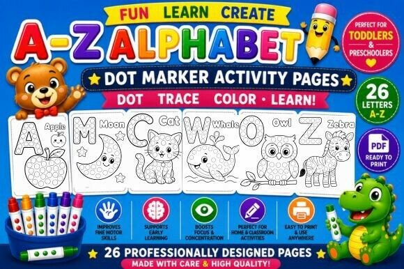 Download A–Z Alphabet Dot Marker Coloring Pages - Pages Collection