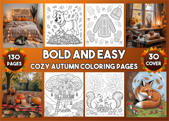 Download Bold and Easy Cozy Autumn Coloring Pages - Pages Collection