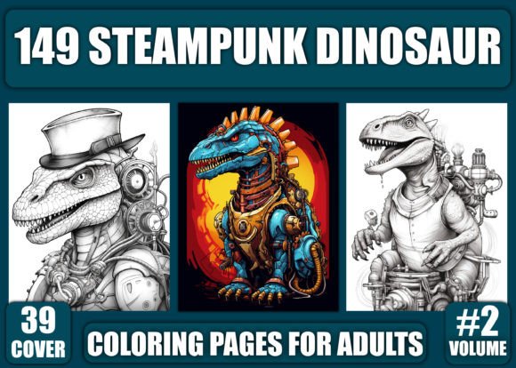 Download Steampunk Dinosaur Coloring Pages - KDP - Pages Collection