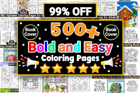 Download Bold and Easy Coloring Pages Bundle - Pages Collection