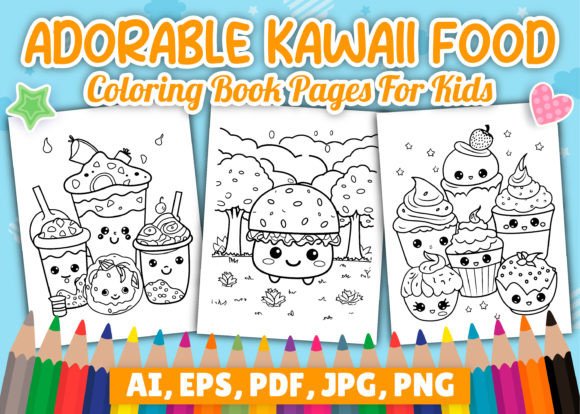Download Cute Kawaii Food Coloring Pages for Kids - Pages Collection