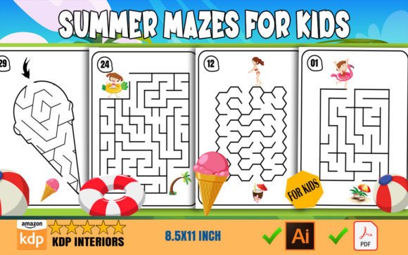 Download Summer Mazes Pages for Kids – KDP - Pages Collection