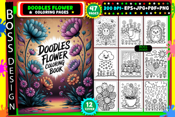Download Doodles Flower Coloring Pages for Adults - Pages Collection