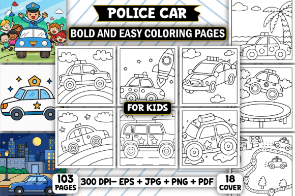 Download Police Car Bold and Easy Coloring Pages - Pages Collection