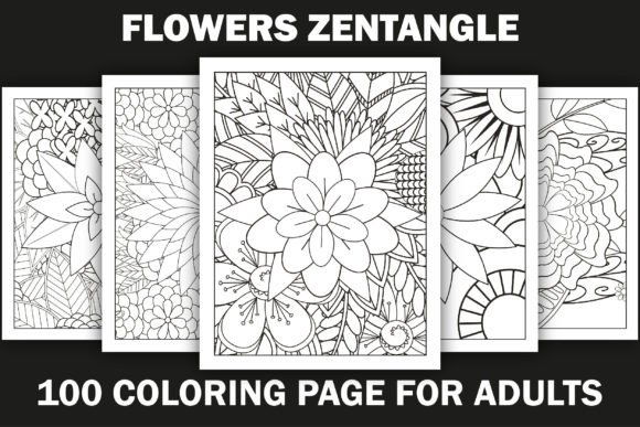 Download Flowers Zentangle Coloring Pages Bundle - Pages Collection