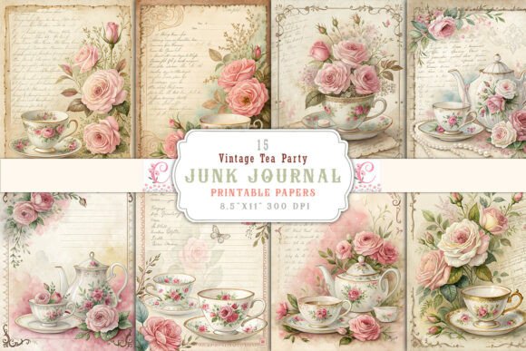 Download Vintage Tea Party Junk Journal Pages - Premium Resources