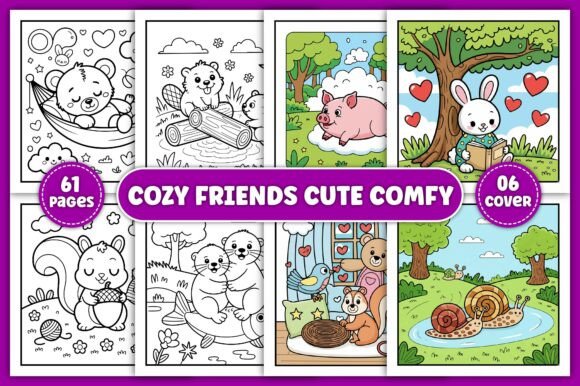 Download Cozy Friends Cute &amp; Comfy Coloring Pages - Pages Collection