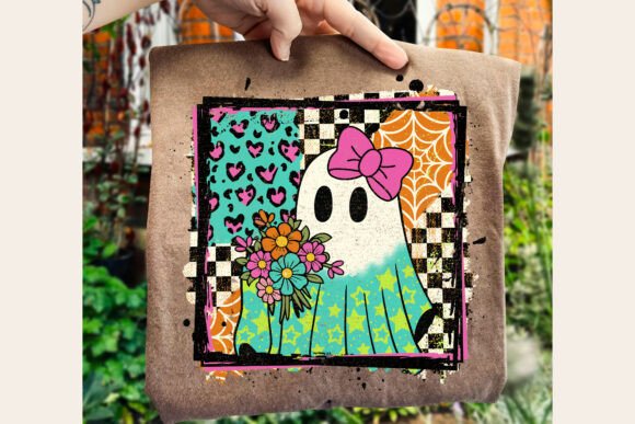Download Floral Checkered Ghost Halloween Png - Halloween png Collection