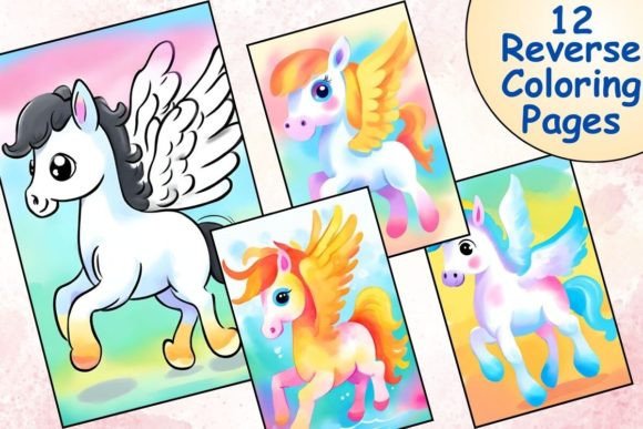 Download Flying Horse Reverse Coloring Pages - Pages Collection