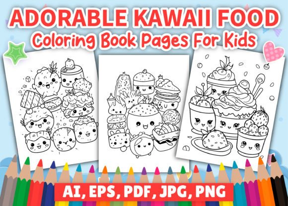Download Cute Kawaii Food Coloring Pages for Kids - Pages Collection