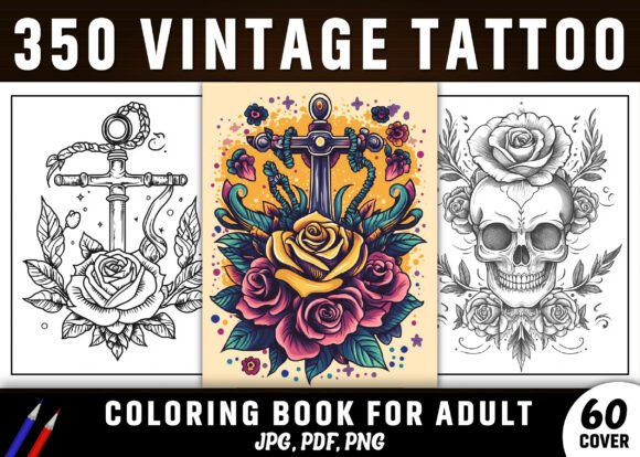 Download 350+ Vintage Tattoo Coloring Pages - KDP - Pages Collection