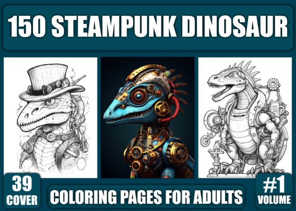 Download Steampunk Dinosaur Coloring Pages - KDP - Pages Collection
