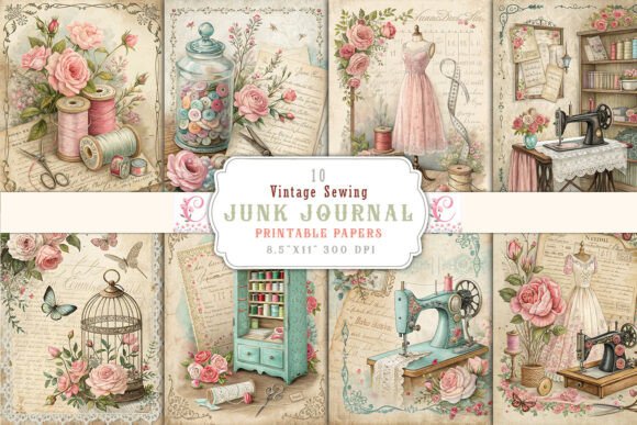 Download Vintage Sewing Junk Journal Pages - Pages Collection