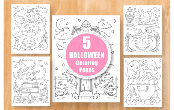 Download 5 Halloween Coloring Pages, Bundle - Pages Collection