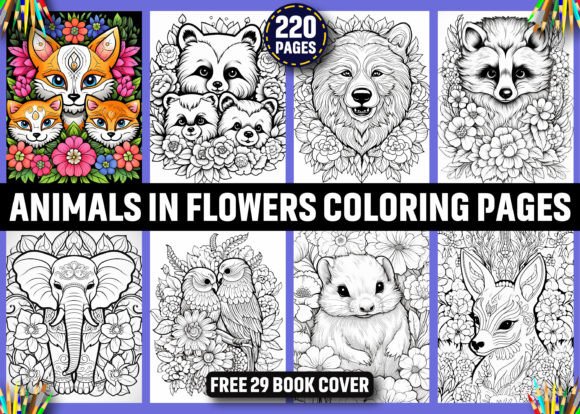 Download 220 Animals in Flowers Coloring Pages - Pages Collection