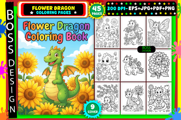 Download Flower Dragon Coloring Pages for Adults - Pages Collection