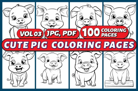 Download Cute Pig Coloring Pages for Kids Vol 03 - Pages Collection