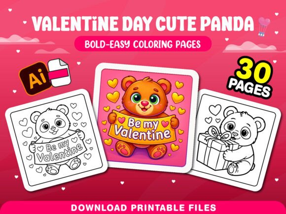 Download Valentine Day Cute Panda Coloring Pages - Pages Collection