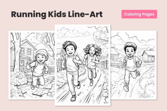 Download Running Children | Coloring Pages - Pages Collection