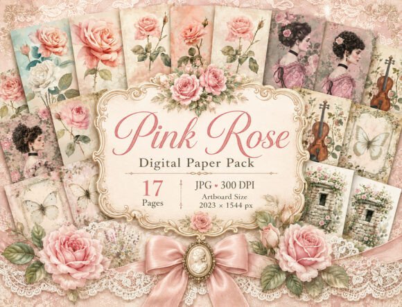 Download Vintage Rose Junk Journal Pages - Pages Collection