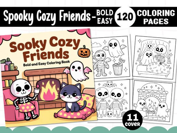 Download Spooky Cozy Friends Coloring Pages - KDP - Pages Collection