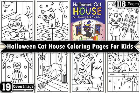 Download Halloween Cat House Coloring Pages Kids - Pages Collection