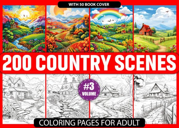 Download 200 Country Scenes Coloring Pages - KDP - Pages Collection