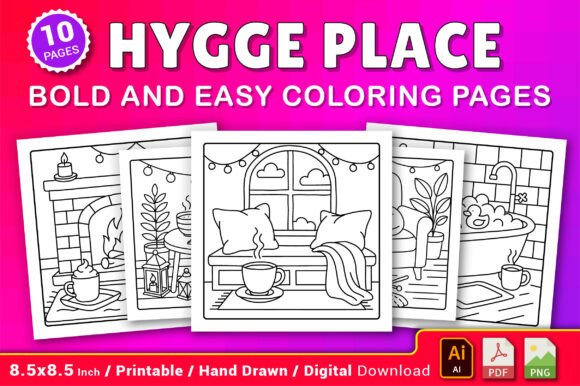 Download Hygge Place Bold and Easy Coloring Pages - Pages Collection