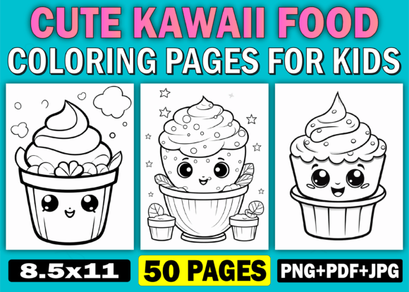 Download Cute Kawaii Food Coloring Pages for Kids - Pages Collection