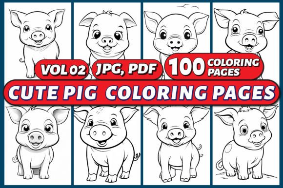 Download Cute Pig Coloring Pages for Kids Vol 02 - Pages Collection