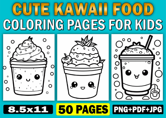 Download Cute Kawaii Food Coloring Pages for Kids - Pages Collection