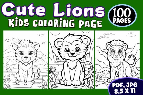 Download Cute Lion Coloring Pages for Kids Vol 05 - Pages Collection