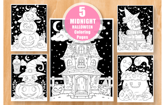 Download Midnight Halloween Coloring Pages Bundle - Pages Collection