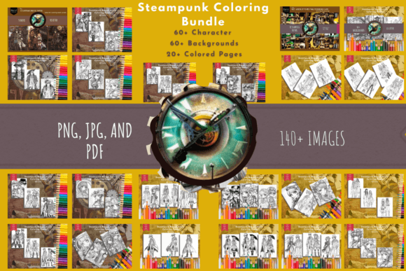 Download 120+ Steampunk Coloring Pages Mix &amp; Match - Pages Collection