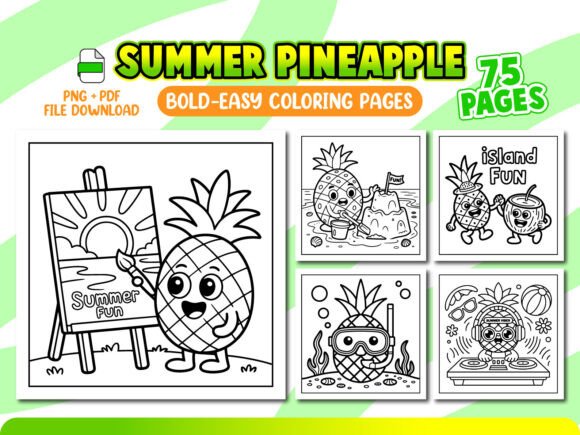 Download Summer Pineapple Coloring Pages for Kids - Pages Collection