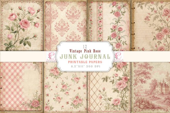 Download Vintage Pink Rose Junk Journal Pages - Pages Collection