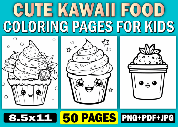 Download Cute Kawaii Food Coloring Pages for Kids - Pages Collection