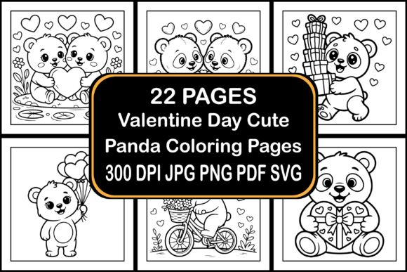 Download Valentine Day Cute Panda Coloring Pages - Pages Collection